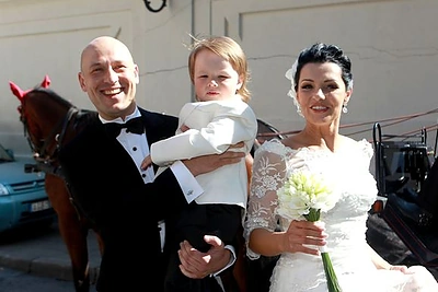 Algirdas Radzevičius ir Milisandra Kvaraciejūtė-Radzevičienė su sūneliu Roku / Irmanto Gelūno / BNS nuotr.