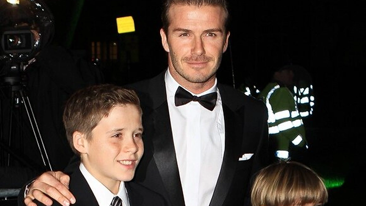Davidas Beckhamas su sūnumis Romeo ir Brooklyn Beckham