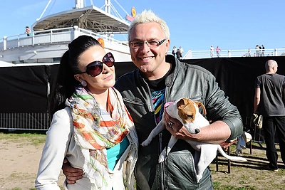 Reda Gikytė ir Egmontas Bžeskas su augintine Diva