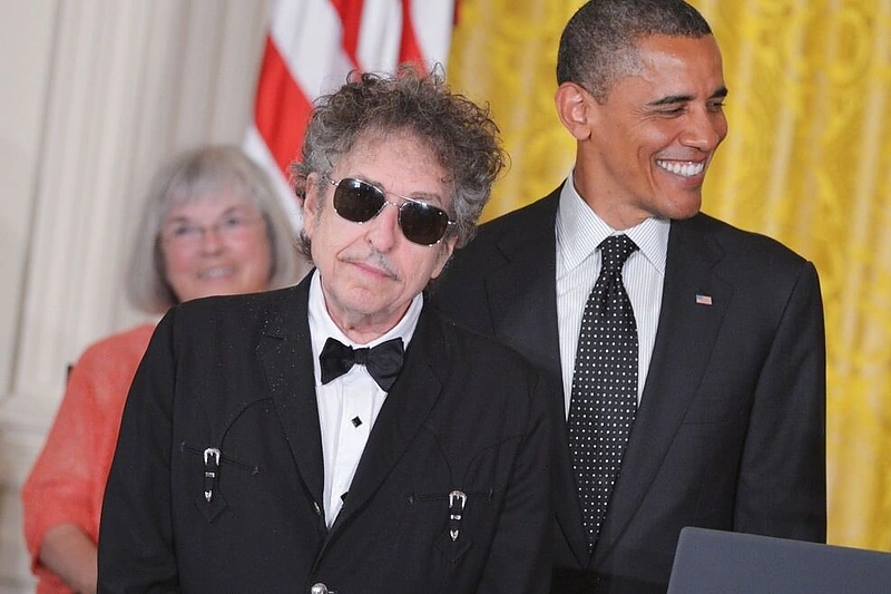 Bobas Dylanas (kairėje) ir Barackas Obama
