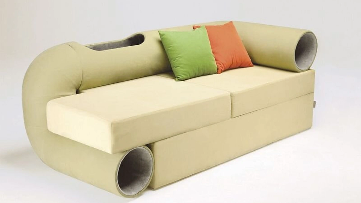 Sofa su augintiniams skirtais tuneliais