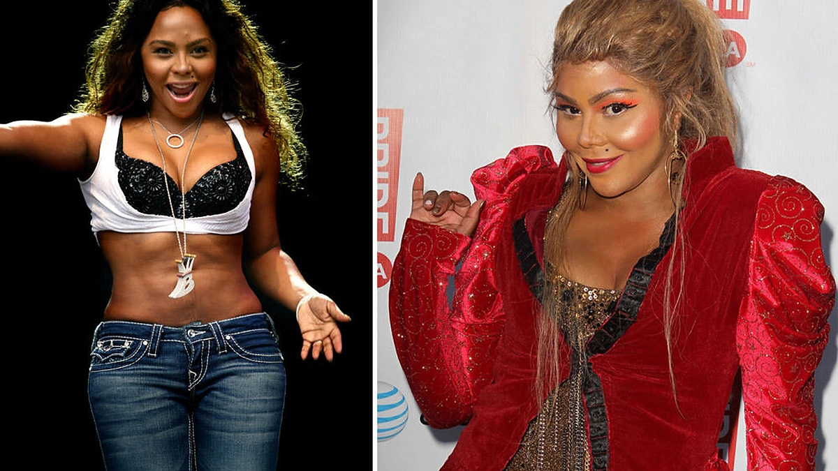Lil' Kim 2008 m. (kairėje) ir 2012 m.
