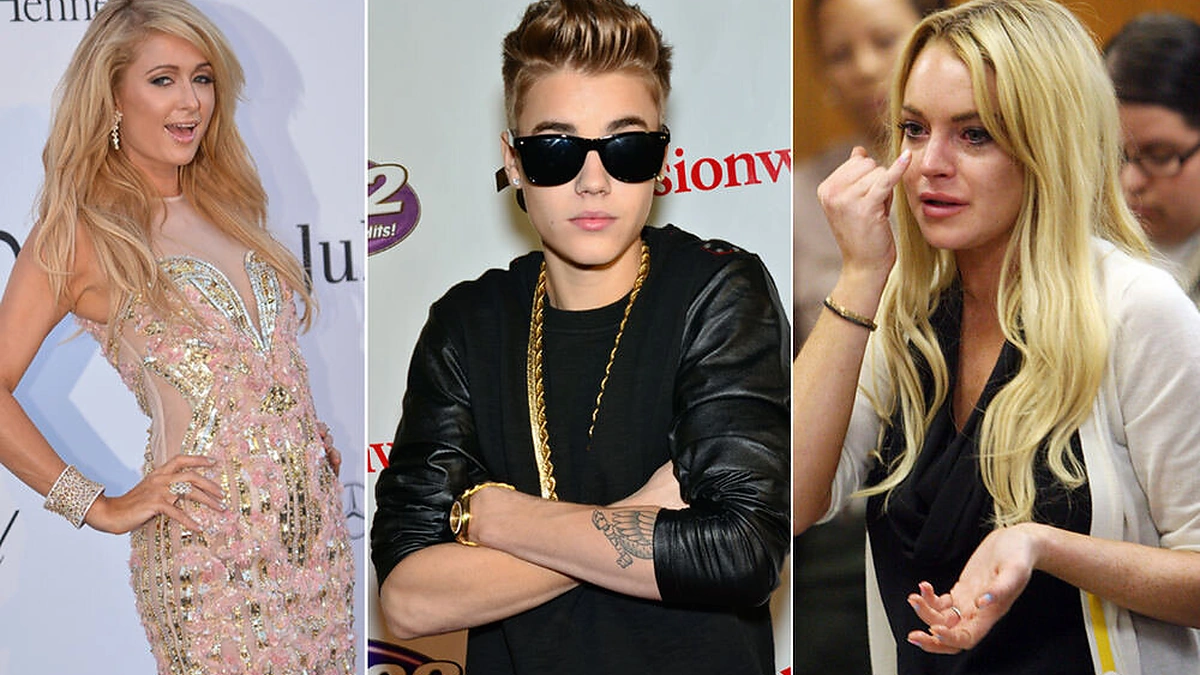 Iš kairės: Paris Holton, Justin Bieber ir Lindsay Lohan