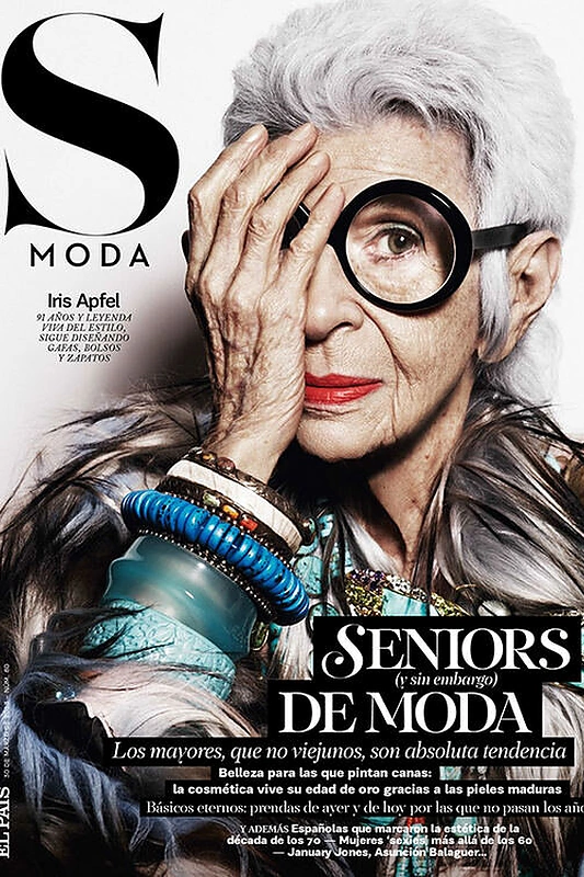 Iris Apfel atvaizdas vis dar puošia žurnalų viršelius