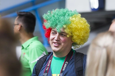 Lietuvos krepšinio sirgaliai Vilniaus oro uoste.