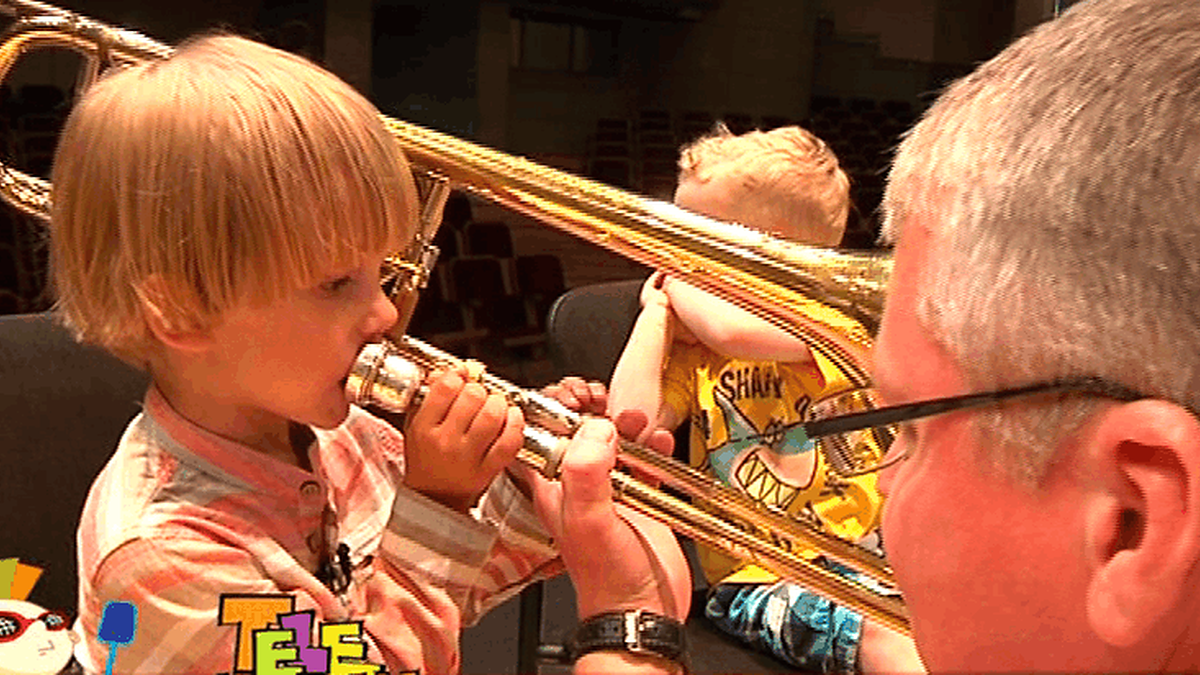 Muzikos instrumentai vaikų akimis: galingasis trombonas