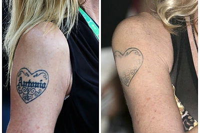 Melanie Griffith tatuiruotė anksčiau ir dabar