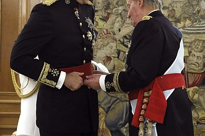 Karalius Felipe VI ir jo tėvas Juanas Carlosas