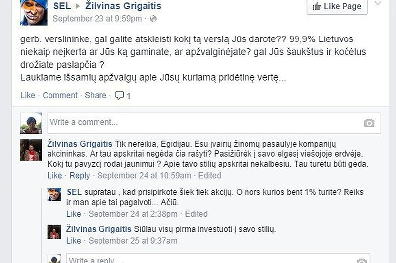 Egidijaus Dragūno ir Žilvino Grigaičio susirašinėjimas