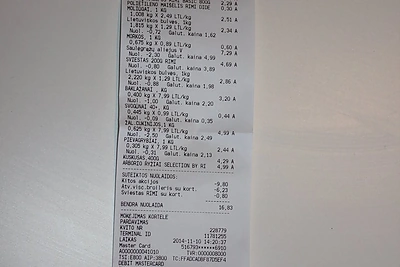 Kasos čekis už pirkinius