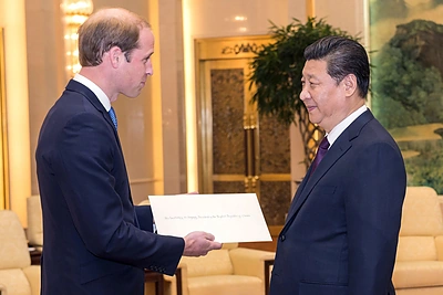 Didžiosios Britanijos princas Williamas ir Kinijos prezidentas Xi Jinpingas