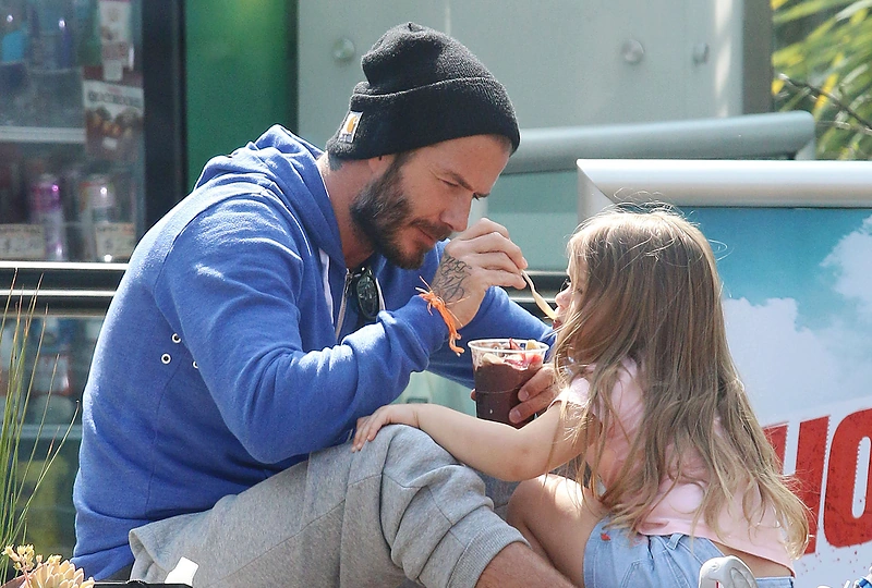 Davidas Beckhamas su dukra Harper