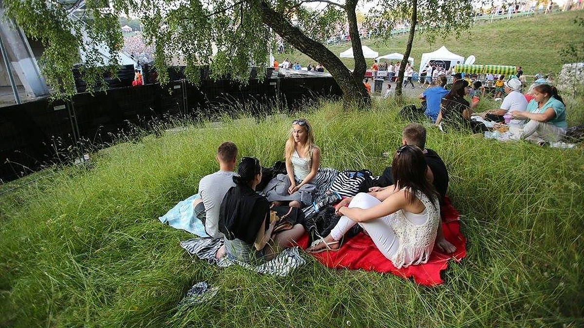 „Sel“ gerbėjai, parke priešais vasaros estradą