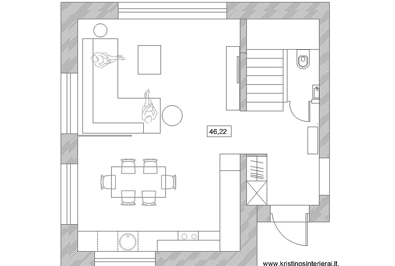 100 kv. m kotedžo Kaune planas