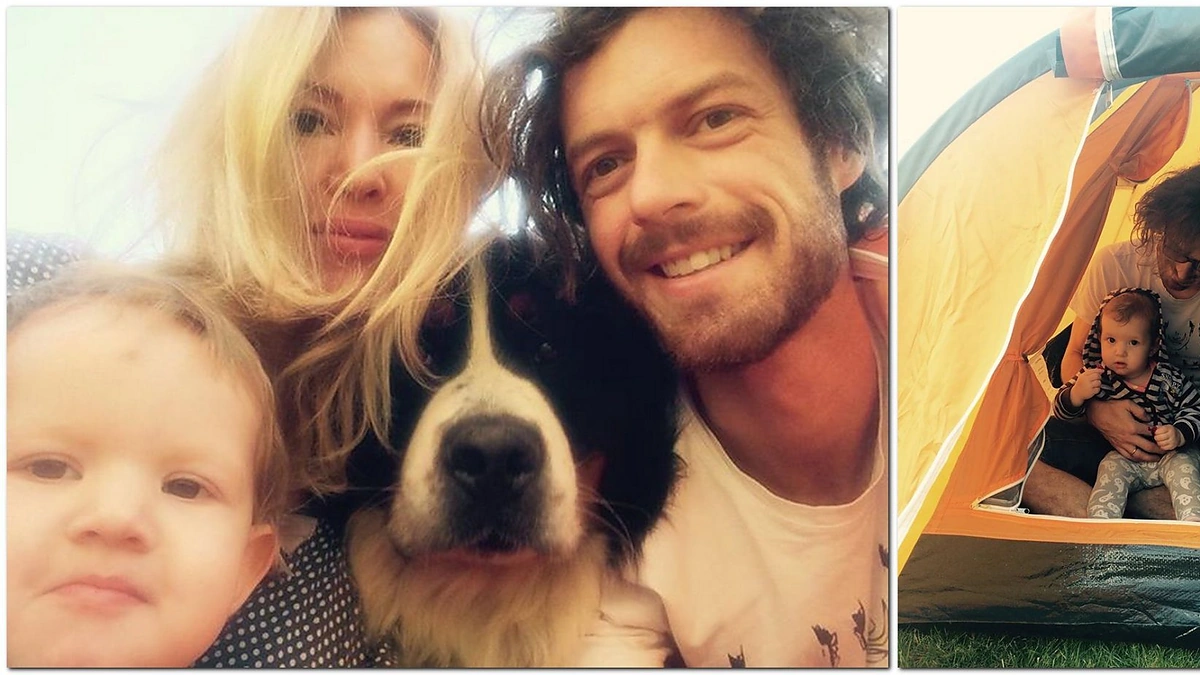 Gintarė Karaliūnaitė-Canuel su vyru Marku, dukra Sofija ir augintiniu