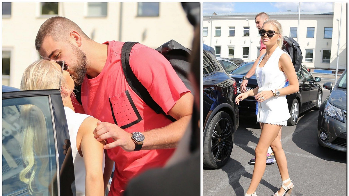 Jonas Valančiūnas su žmona Egle