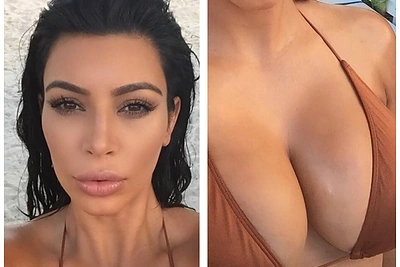 Kim Kardashian laisvalaikis Šv. Bartolomėjaus saloje: asmenukių seriją baigė įstabaus biusto nuotrauka