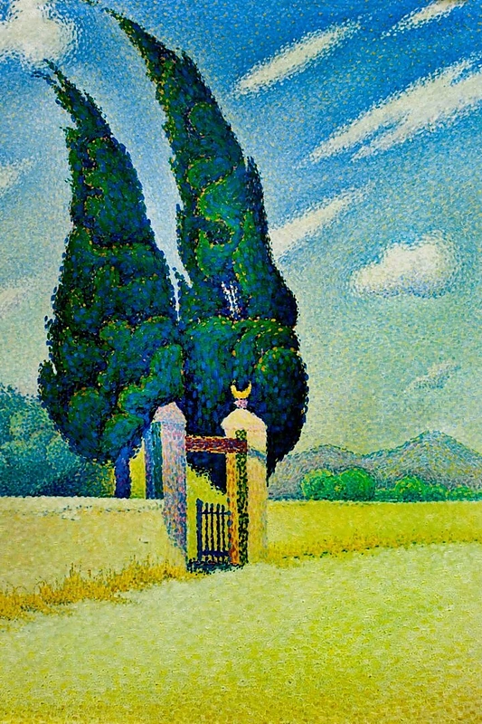 Paulio Signaco darbas DU KIPARISAI. OPUSAS 241 (MISTRALIS)