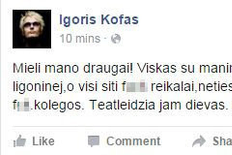 Igorio Kofo įrašas feisbuke