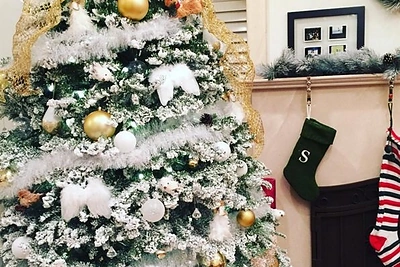 Kalėdų eglė aktorės Bellos Thorne namuose