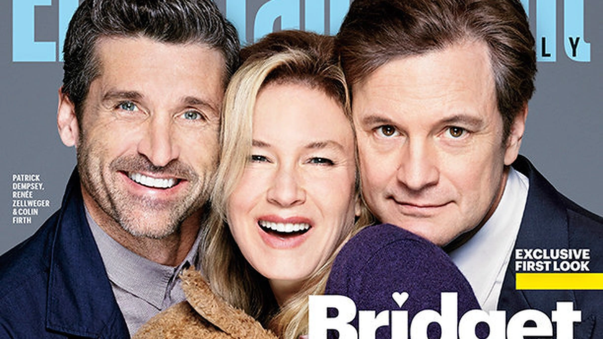 Filmo „Bridžitos Džouns kūdikis“ aktoriai Patrickas Dempsey, Renee Zellweger ir Colinas Firthas