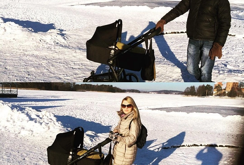 Marius ir Renata Jampolskiai su dukra Vilte