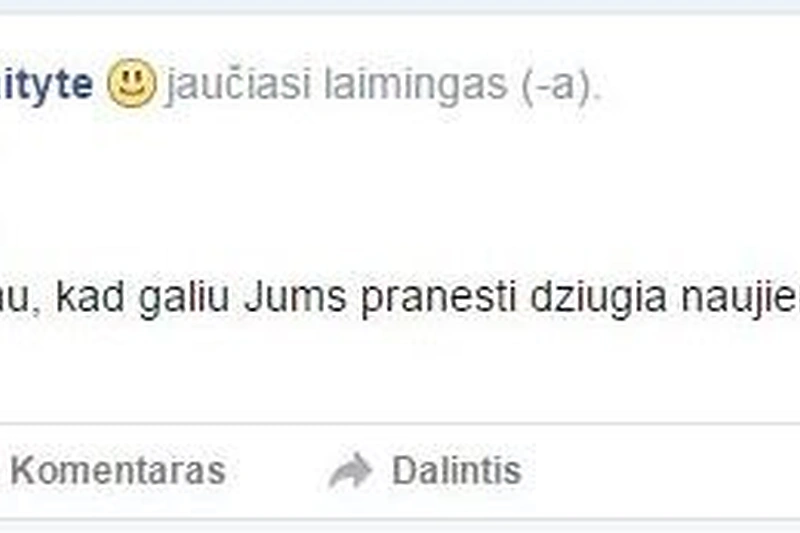 Įrašas Mios feisbuko paskyroje