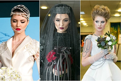 Vestuvių parodoje pristatyti 3 itin drąsūs nuotakos įvaizdžiai: kelnių kostiumas, antpečiai, juoda spalva