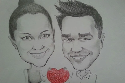 Prieš Valentino dieną garsios poros įkvėpė dailininkus nupiešti jų šaržus