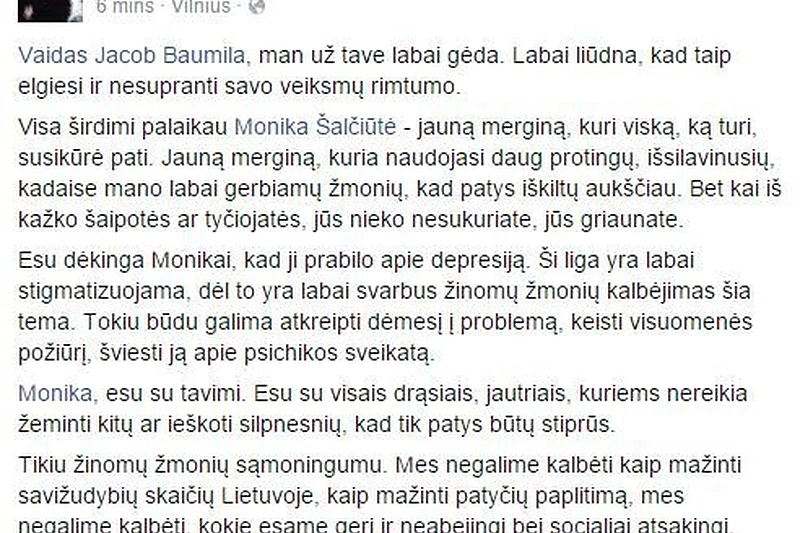 Beatos Tiškevič įrašas feisbuke