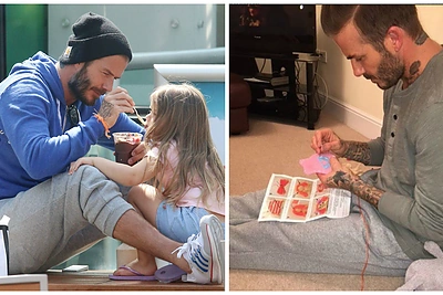 Tobulas tėvas: Davidas Beckhamas siuva dukros lėlėms sukneles