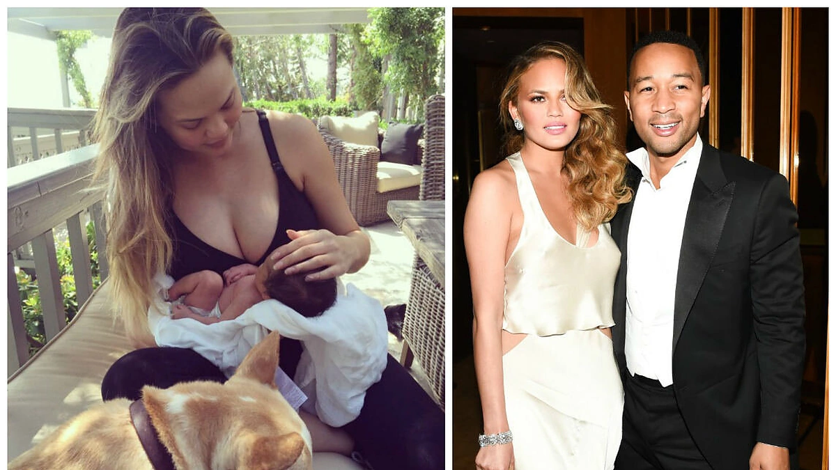 Chrissy Teigen parodė pirmą savo ir dainininko Johno Legendo dukrelės Lunos nuotrauką