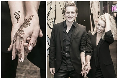 Anžela Adamovič ir Žygimantas Gečas kūnus papuošė porai skirtomis chna dažų tatuiruotėmis