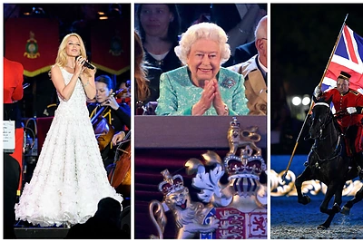 Šventiniame koncerte karalienę Elizabeth II su jubiliejumi sveikino popžvaigždės