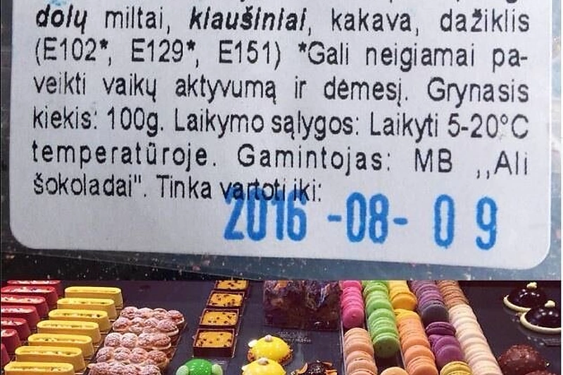 Feisbuke paviešinta migdolinių sausainių sudėties etikėtė