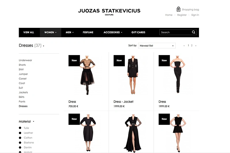 Prekės Juozo Statkevičiaus mados namų e-parduotuvėje