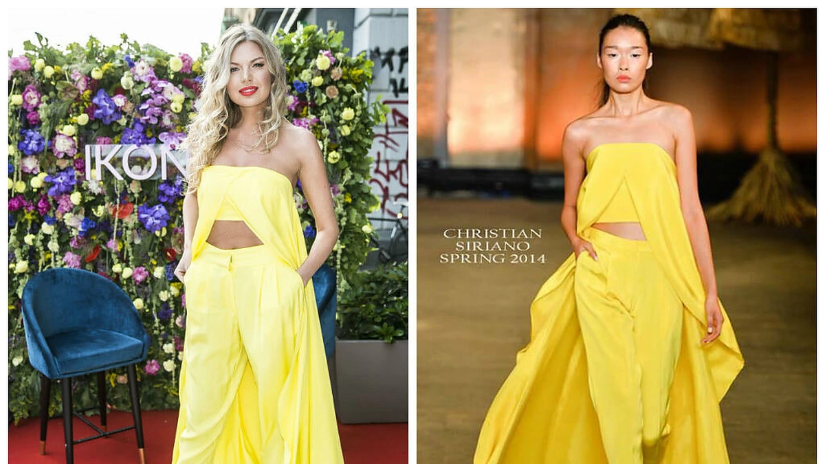 Indrės Kvedarienės (modelis Solveiga Mykolaitytė kairėje) ir Christiano Siriano kostiumai