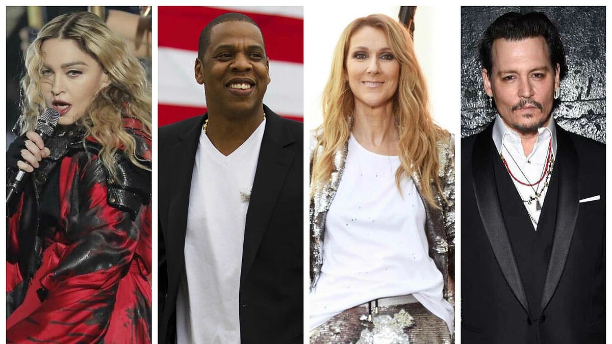 Madonna, Jay Z, Celine Dion ir Johnny Deppas