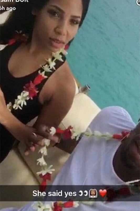 Usainas Boltas ir Kasi Bennett Bora Bora saloje