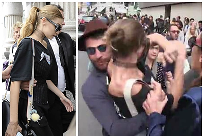 Gigi Hadid smogė alkūne į veidą ją gatvėje užpuolusiam Vitalijui Sediukui: žiūrėkite vaizdo įrašą