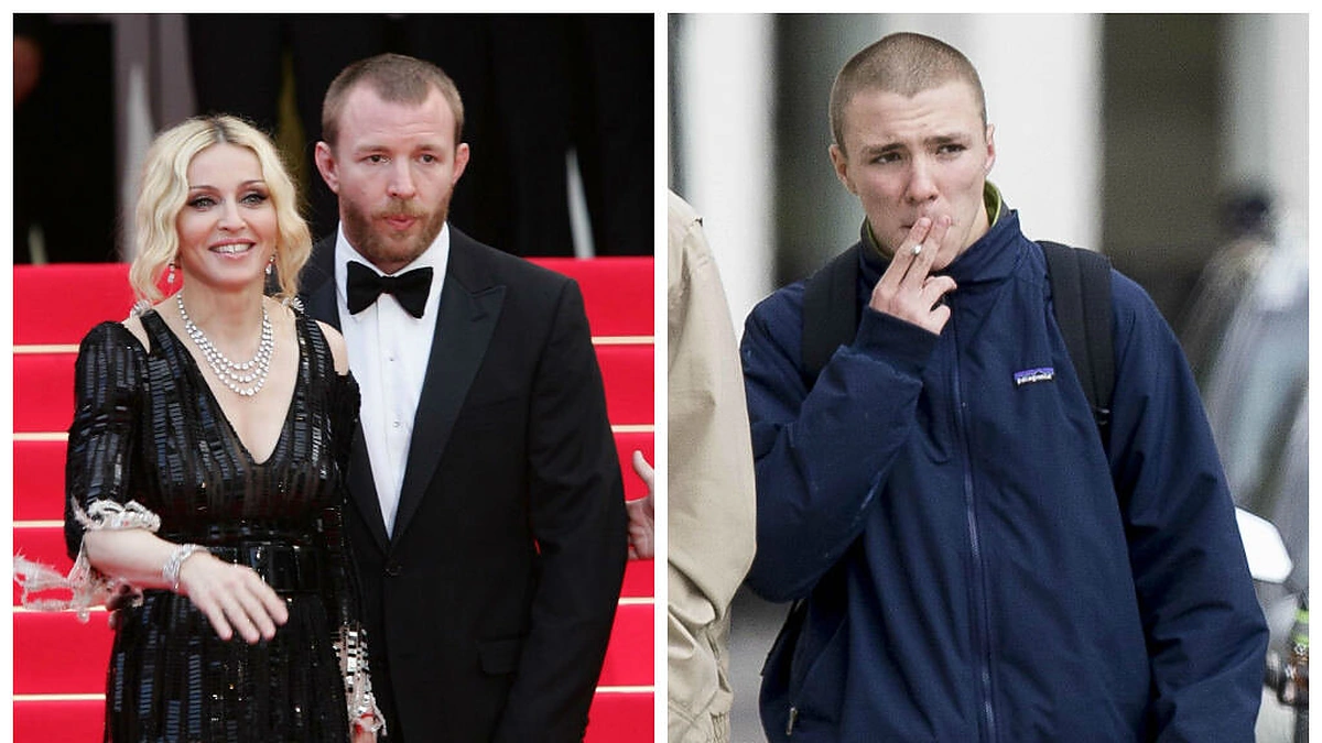 Madonna ir Guy Ritchie (2008 m.) ir jų sūnus Rocco (2016 m.)
