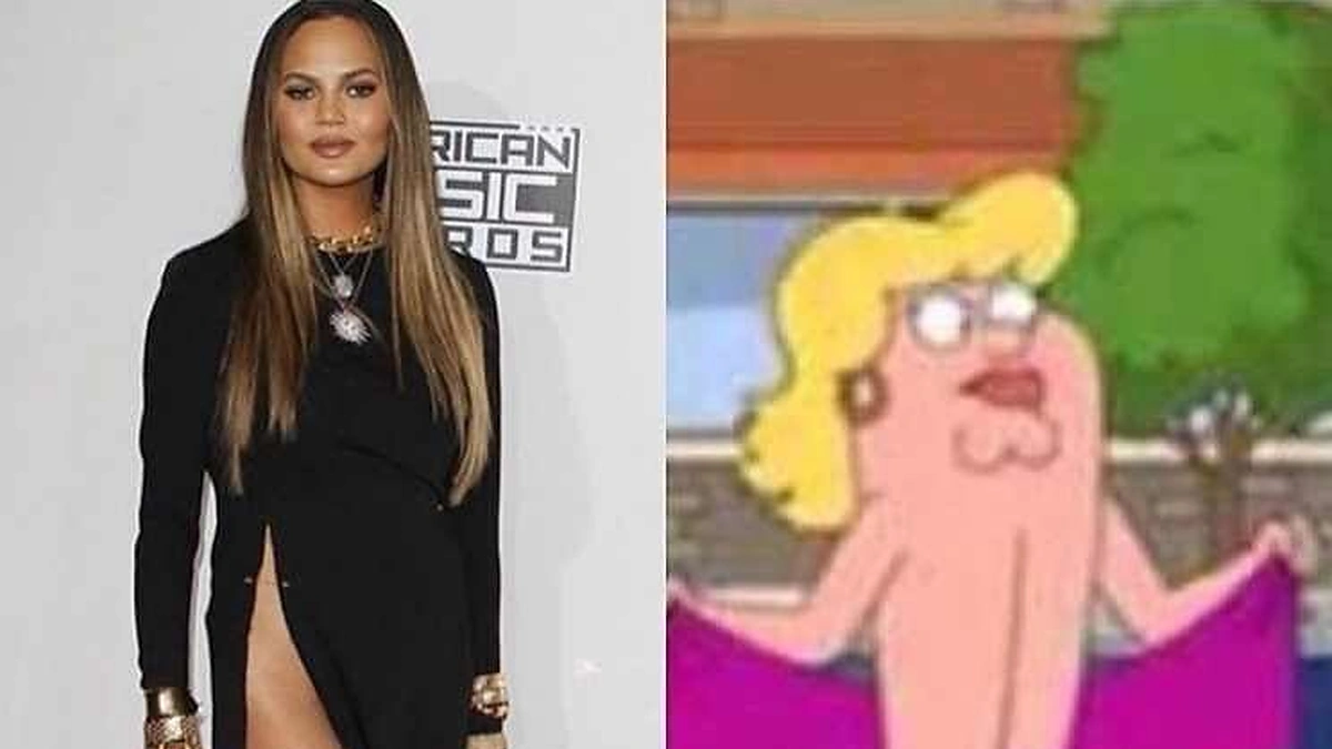 Chrissy Teigen ir kadras iš „Šeimos bičo“