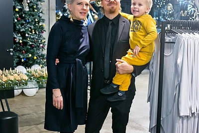 Robertas Kalinkinas su žmona Agne ir sūnumi / Gretos Skaraitienės / BNS nuotr.