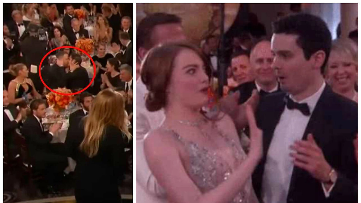 Ryano Reynoldso ir Andrew Garfieldo bučinys bei Emma Stone su Damienu Chazelle