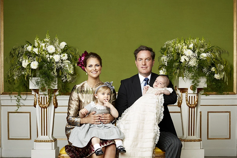 Švedijos princesė Madeleine su vyru Christopheriu O'Neillu ir vaikais princese Leonore bei princu Nicolasu