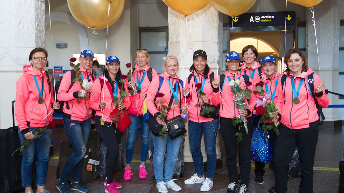 Nugalėtojų pasitikimas oro uoste