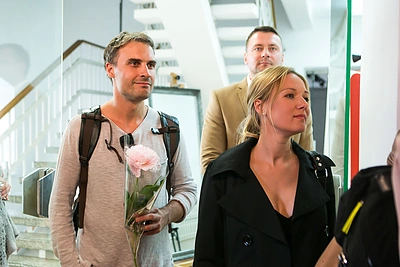 Į neuromeno parodos atidarymą Mantas Jankavičius atvyko su retai viešumoje matoma žmona