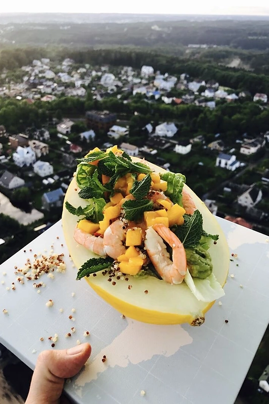 Krevečių ir meliono salotos