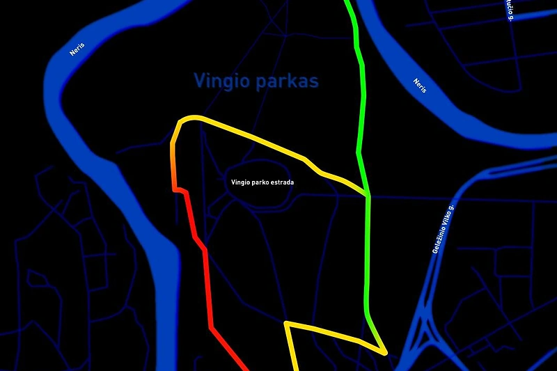 Justinos Jarutės bėgimo maršrutas Vingio parke