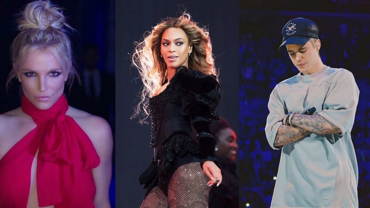 Selena Gomez, Britney Spears, Beyonce, Justinas Bieberis